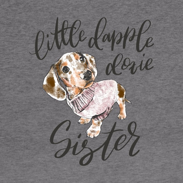 Chocolate Dapple Doxie Sister by stuckyillustration